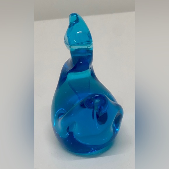 Vintage Mid Century Clear Blue Pinched Blown Glass Art Swan Murano Paperweight - Picture 8 of 14